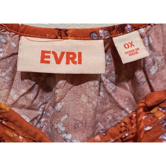 Evri Women's Floral V-Neck Sleeveless‎ Blouse Size 0X - Orange - Picture 2 of 6